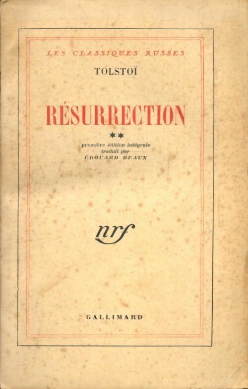 Livrenpoche : Résurrection Tome II - Comte Léon L. Tolstoï - Livre