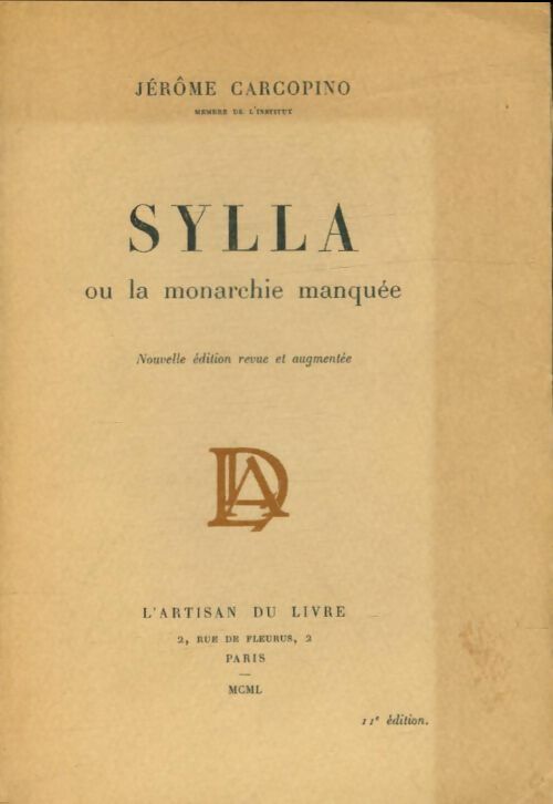 Livrenpoche : Sylla ou la monarchie manquée - Jérome Carcopino - Livre