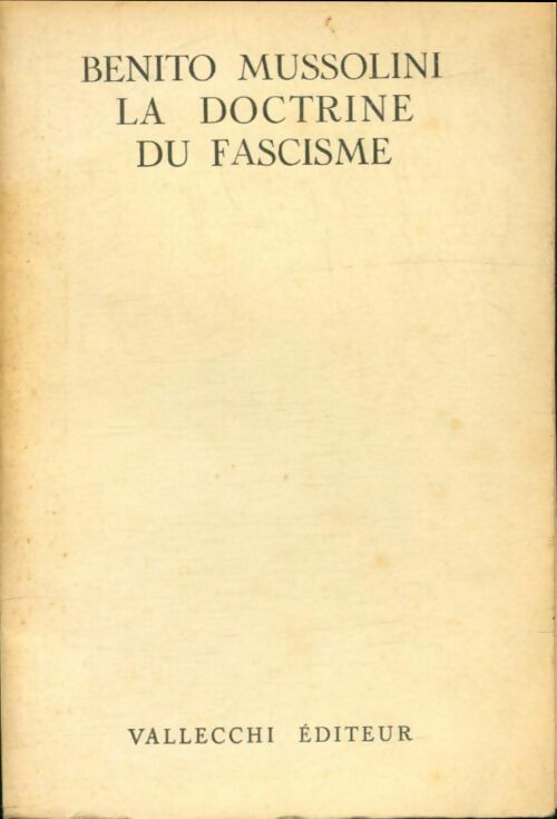 Livrenpoche : La doctrine du fascisme - Benito Mussolini - Livre
