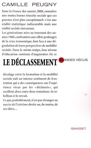Livrenpoche : Le déclassement - Camille Peugny - Livre