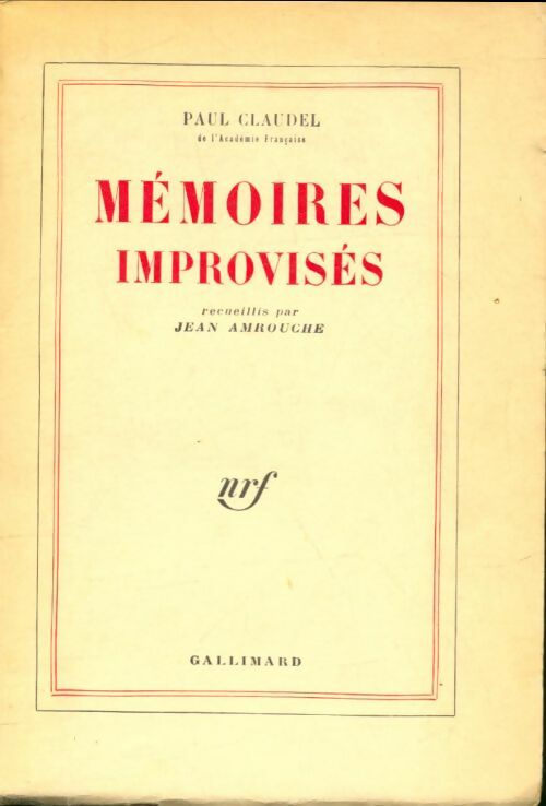 Livrenpoche : Mémoires improvisés - Paul Claudel - Livre