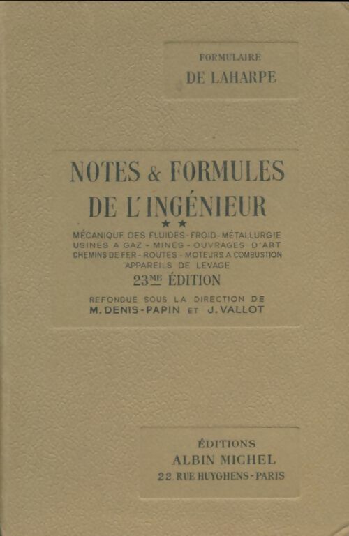 Livrenpoche : Notes et formules de l'ingénieur Tome II - M. Denis-Papin - Livre