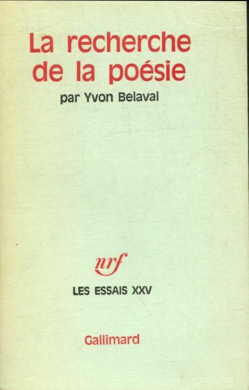 Livrenpoche : La recherche de la poésie - Yvon Belaval - Livre