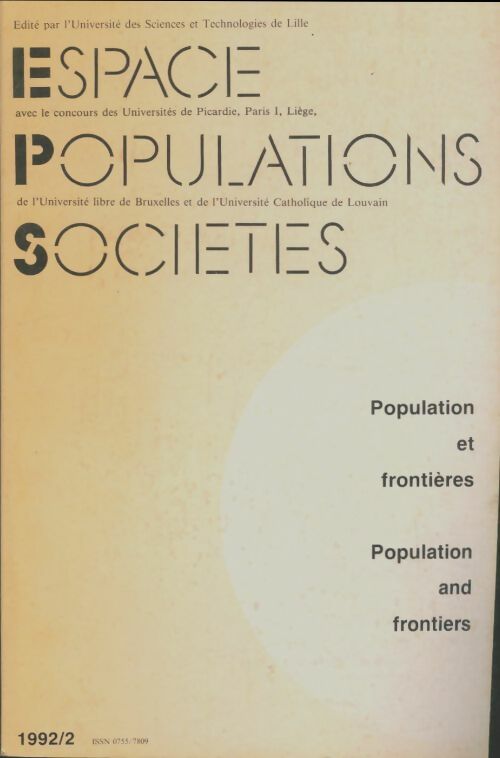 Livrenpoche : Espace / Populations / Sociétés 1992 n°2 - Collectif - Livre