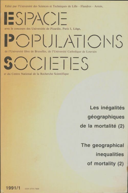 Livrenpoche : Espace / Populations / Sociétés 1991 n°1 - Collectif - Livre