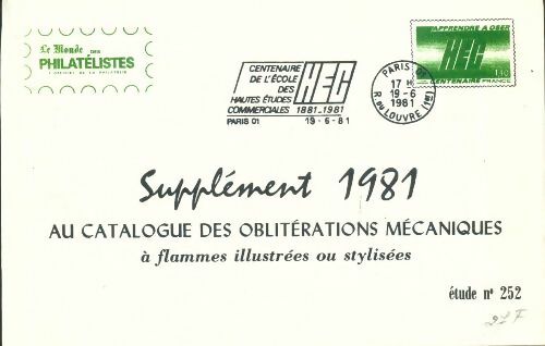 Livrenpoche : Supplément 1981 au catalogue des oblitérations mécaniques n°252 - Collectif - Livre