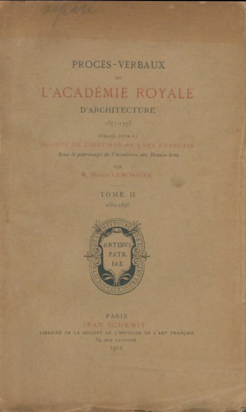 Livrenpoche : Procès-verbaux de l'académie royale d'architecture Tome II - Henry Lemonnier - Livre