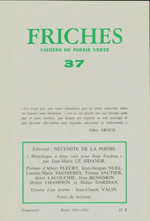 Livrenpoche : Friches n°37 - Collectif - Livre