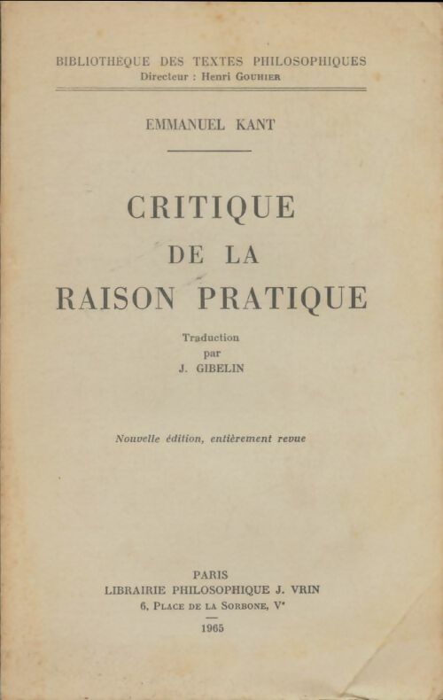 Livrenpoche : Critique de la raison pratique - Emmanuel Kant - Livre