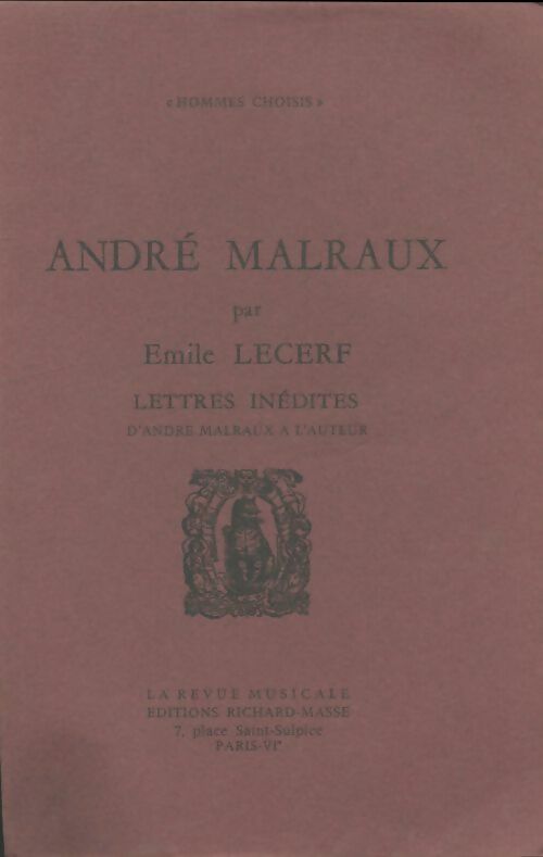 Livrenpoche : André Malraux - Emile Lecerf - Livre