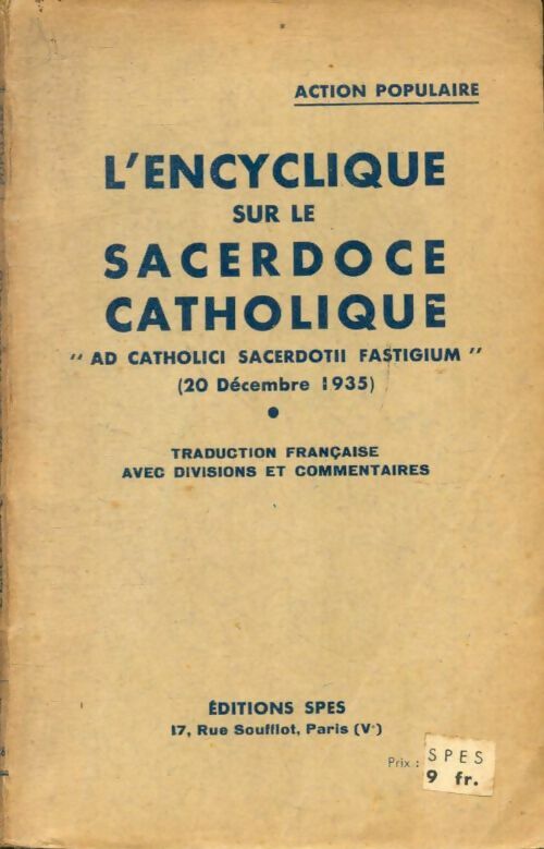 Livrenpoche : L'encyclique sur le sacerdoce catholique - Collectif - Livre