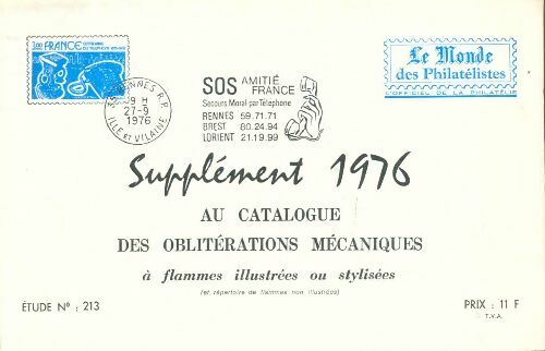Livrenpoche : Supplément 1976 au catalogue des oblitérations mécaniques n° 213 - Collectif - Livre