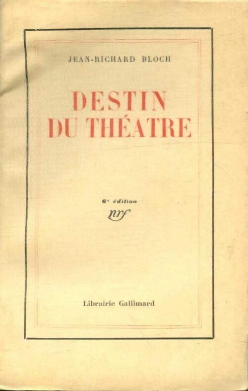Livrenpoche : Destin du théâtre - Jean-Richard Bloch - Livre