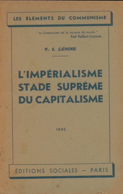 Livrenpoche : L'impérialisme, stade suprême du capitalisme - Vladimir Illitch Lénine - Livre