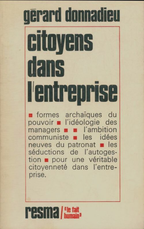 Livrenpoche : Citoyens dans l'entreprise - Gérard Donnadieu - Livre
