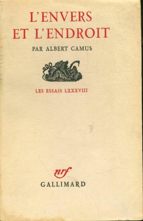 Livrenpoche : L'envers et l'endroit / Les essais LXXXVIII - Albert Camus - Livre