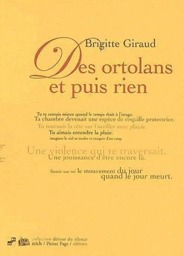 Livrenpoche : Des ortolans et puis rien - Brigitte Giraud - Livre