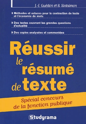 Livrenpoche : Réussir le résumé de texte - Jean-François Guédon - Livre