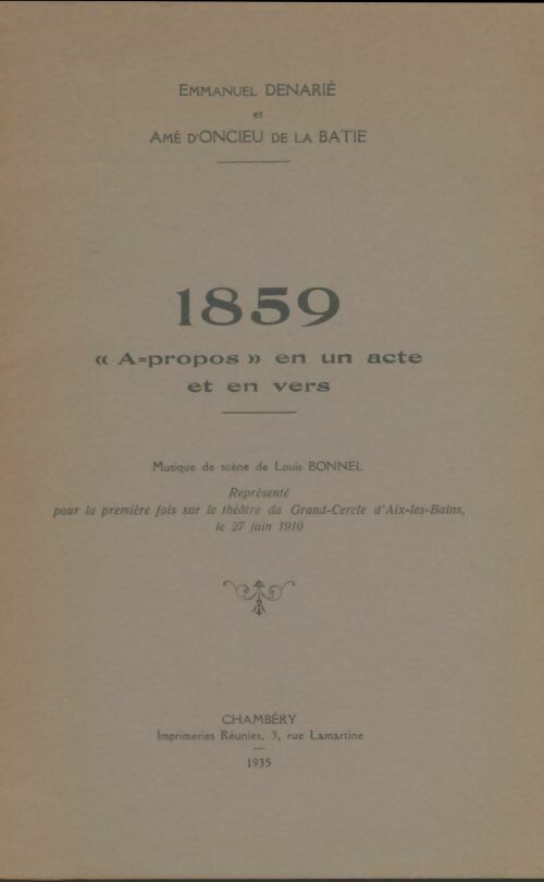Livrenpoche : 1859 - Emmanuel Denarié - Livre