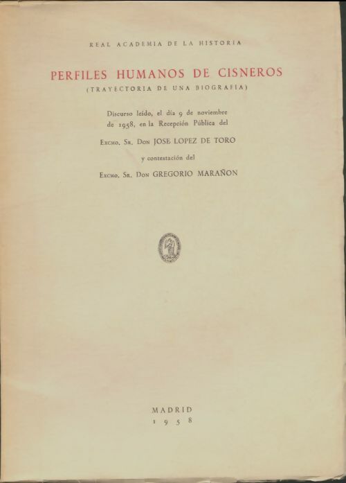 Livrenpoche : Perfiles Humanos de Cisneros  -  Jose, Gregorio Maranon. - Livre