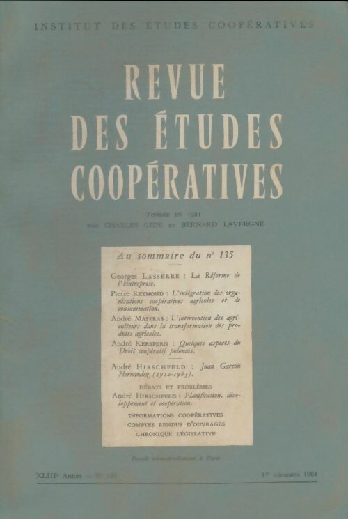 Livrenpoche : Revue des études coopératives n°135 - Collectif - Livre