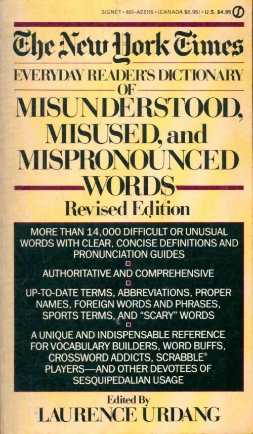 Livrenpoche : The New-York Times everyday reader's dictionary of misunderstood, misused, and mispronounced words - Laurence Urdang - Livre