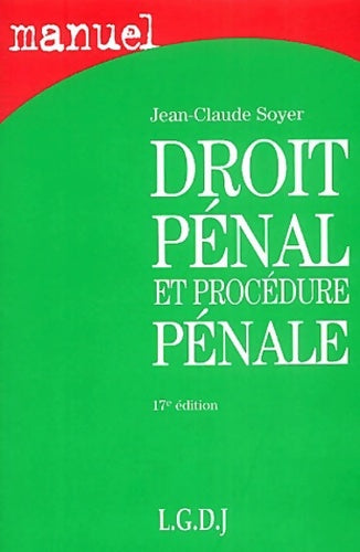 Livrenpoche : Droit pénal et procédure pénale - Jean-Claude Soyer - Livre