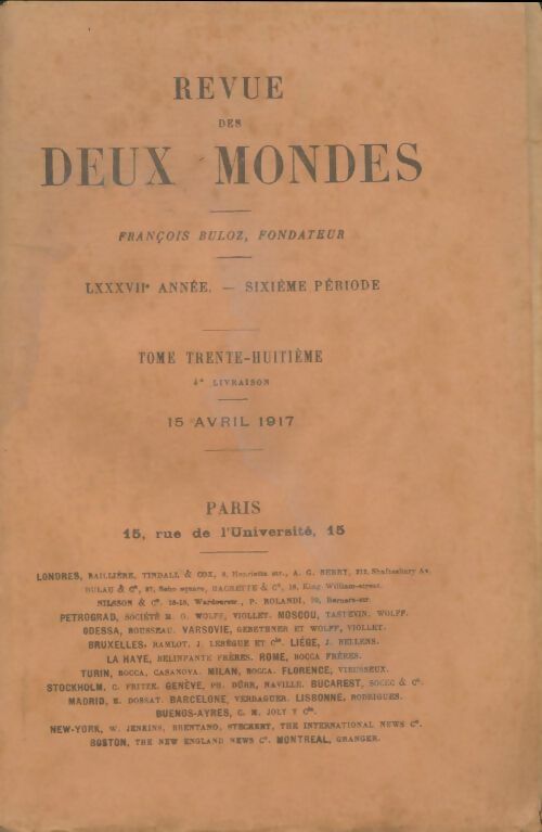 Livrenpoche : Revue des deux mondes 1916 Tome Xxxviii 4e livraison - Collectif - Livre