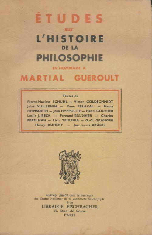 Livrenpoche : Études sur l'histoire de la philosophie en hommage à Martial Gueroult - Collectif - Livre