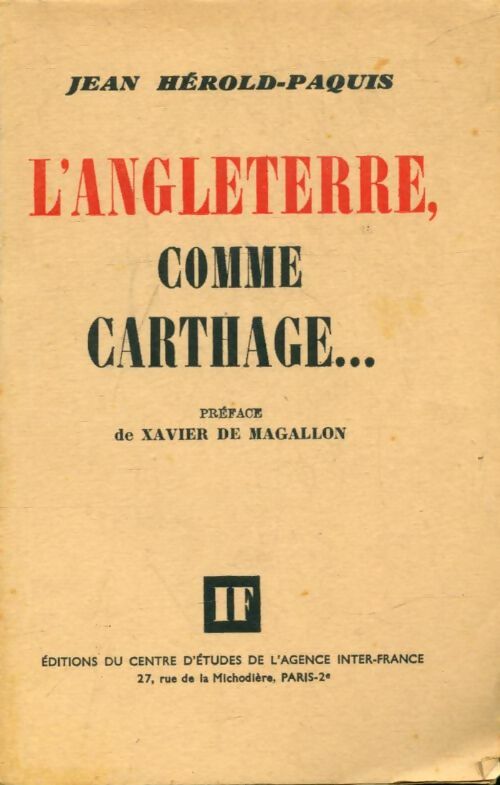 Livrenpoche : L'Angleterre comme Carthage... - Jean Hérold-Paquis - Livre