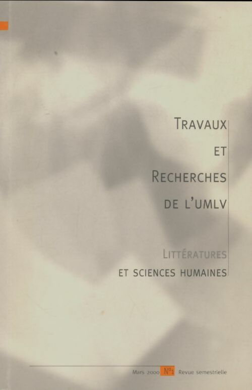 Livrenpoche : Travaux et recherches de l'Umlv n°1 - Collectif - Livre