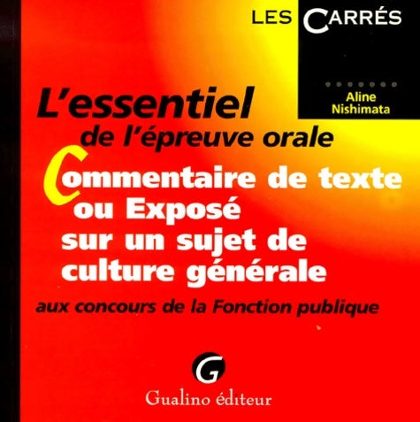 Livrenpoche : Le commentaire ou l'exposé aux concours de la fonction publique - Nishimata - Livre