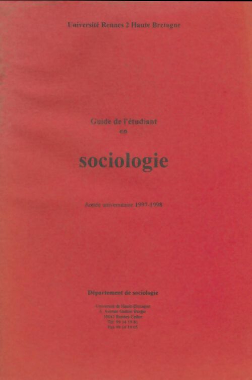 Livrenpoche : Guide de l'étudiant en sociologie 1997-1997 - Collectif - Livre