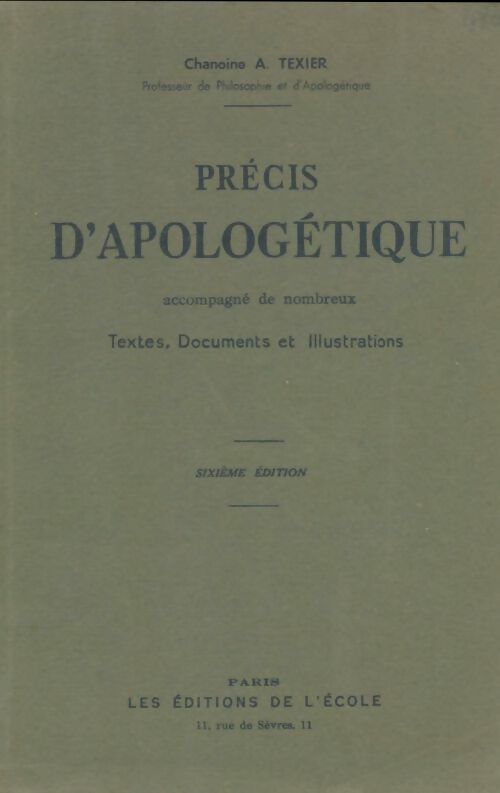 Livrenpoche : Précis d'apologétique - A Texier - Livre