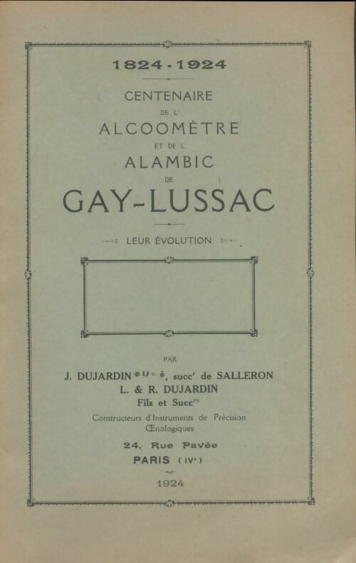 Livrenpoche : Centenaire de l'alcoomètre et de l'alambic de Gay-Lussac - Collectif - Livre