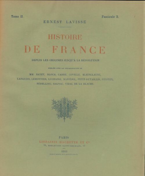 Livrenpoche : Histoire de France Tome II fascicule 2 - Ernest Lavisse - Livre