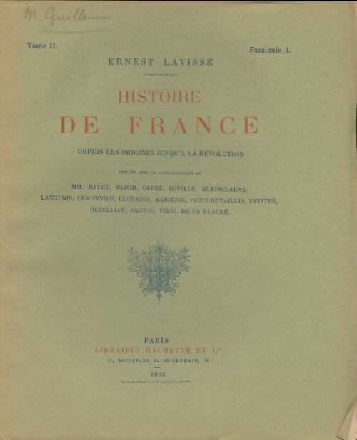 Livrenpoche : Histoire de France Tome II fascicule 4 - Ernest Lavisse - Livre