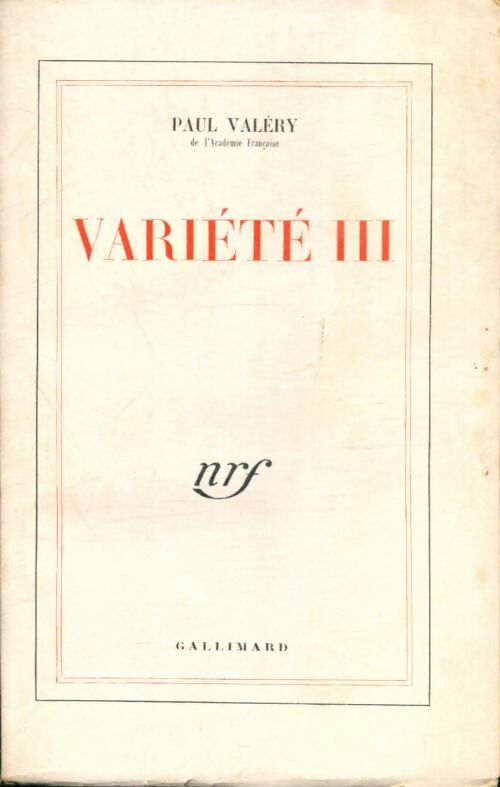 Livrenpoche : Variété III - Paul Valéry - Livre