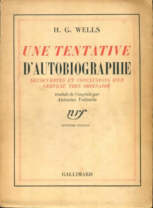 Livrenpoche : Une tentative d'autobiographie - Herbert George Wells - Livre