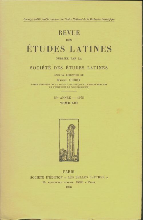 Livrenpoche : Revue des études latines Tome LIII - Marcel Durry - Livre
