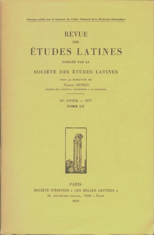 Livrenpoche : Revue des études latines Tome LV - Pierre Grimal - Livre