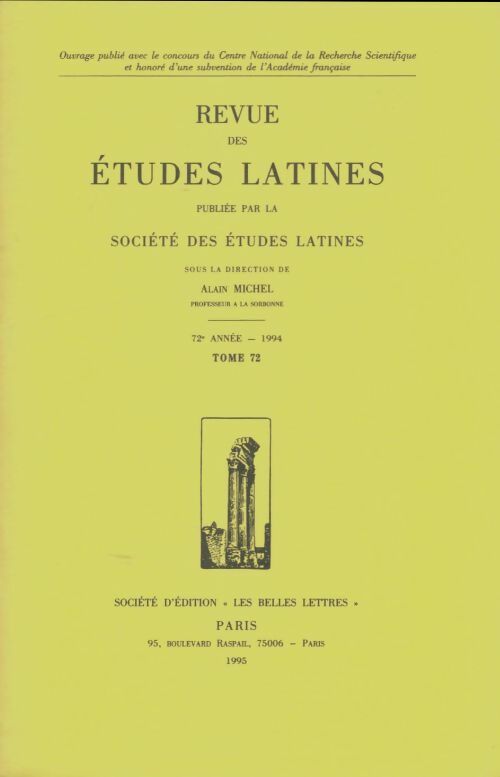 Livrenpoche : Revue des études latines Tome 72 - Alain Michel - Livre