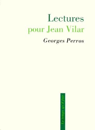 Livrenpoche : Lectures pour jean vilar - Georges Perros - Livre