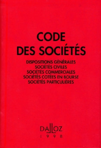 Livrenpoche : Code des sociétés 1998 - Dalloz - Livre