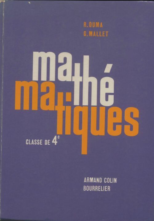 Livrenpoche : Mathématiques 4e - R. Duma - Livre