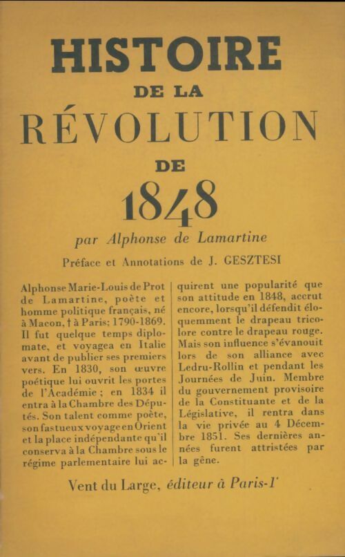 Livrenpoche : Histoire de la révolution de 1848 - Alphonse De Lamartine - Livre