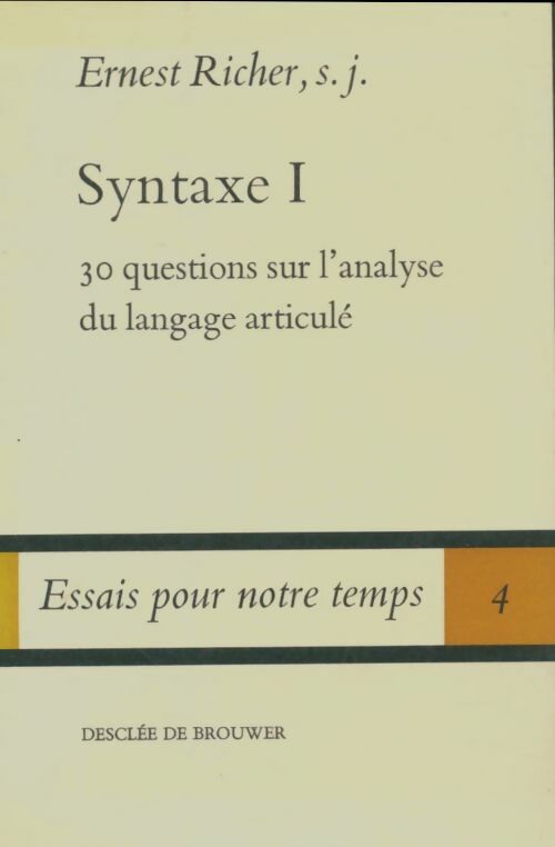 Livrenpoche : Syntaxe I - Ernest Richer - Livre