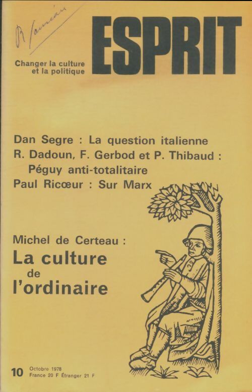 Livrenpoche : Esprit n°22 : La culture de l'ordinaire - Collectif - Livre