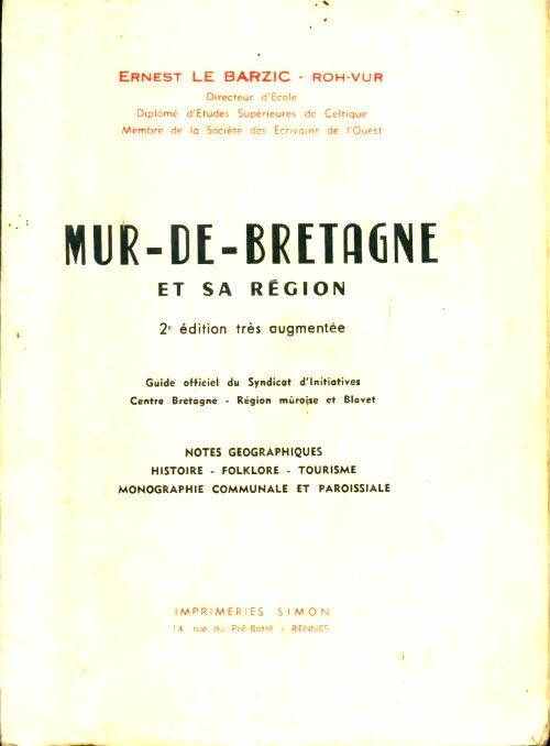 Livrenpoche : Mur-De-Bretagne et sa région - Ernest Le Barzic - Livre