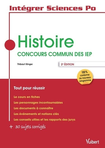 Livrenpoche : Histoire - Concours commun des IEP : Tout pour réussir - Thibaut Klinger - Livre